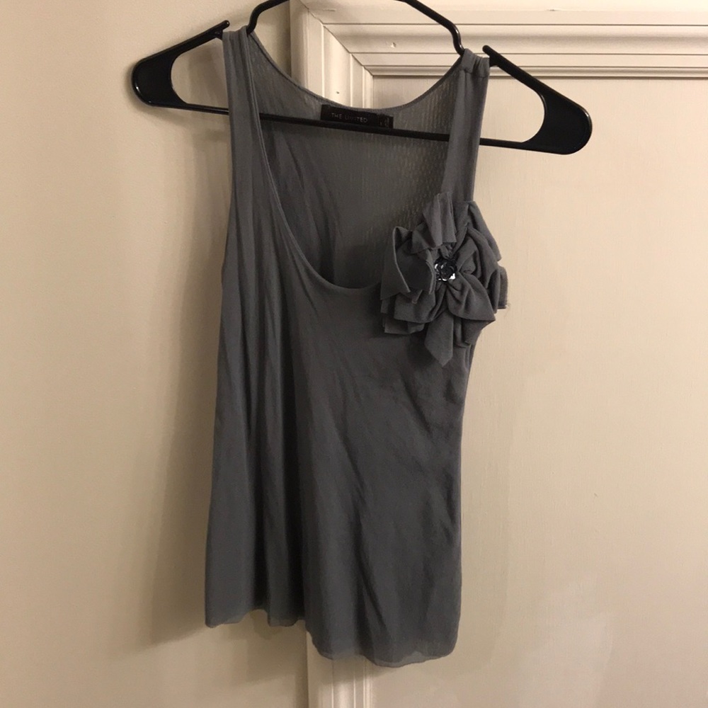 Gray Nylon Top with flower embellishment!